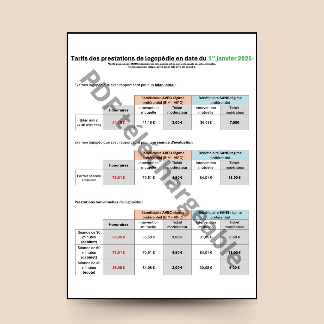 Affiches des NOUVEAUX honoraires - prestataire conventionné