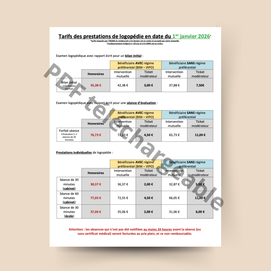Affiches NOUVEAUX honoraires 2026 - prestataire conventionné